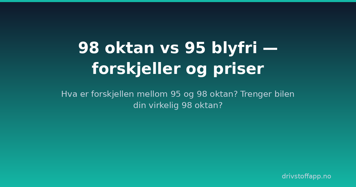 98 oktan vs 95 blyfri — forskjeller og priser