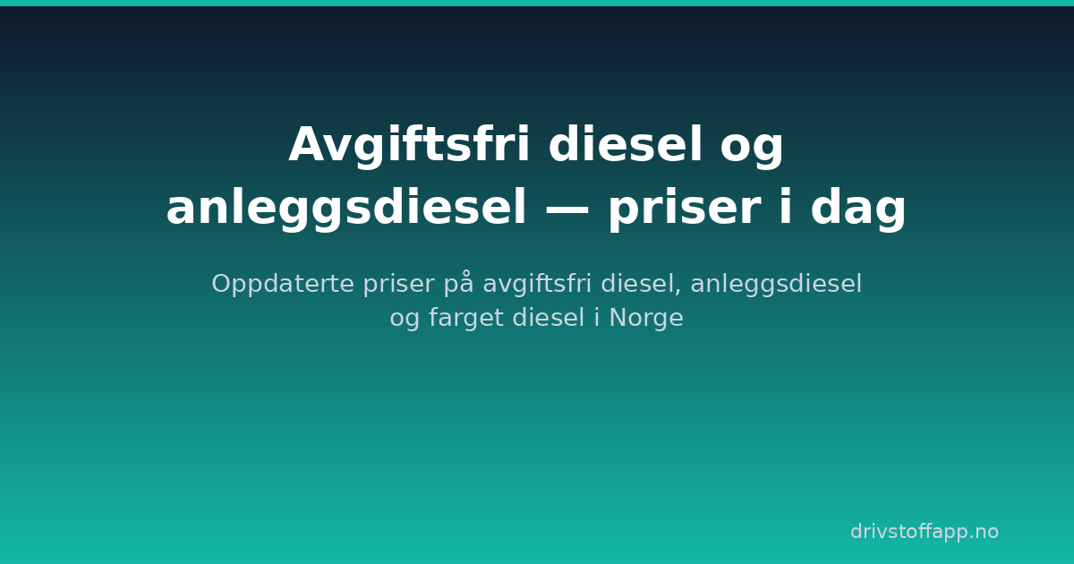 Avgiftsfri diesel og anleggsdiesel — priser i dag